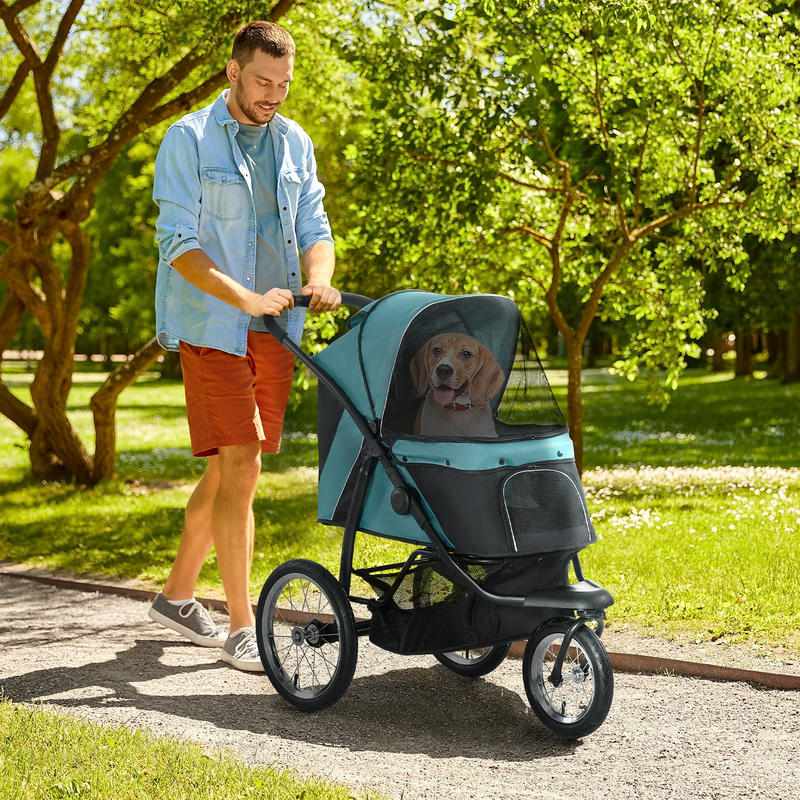 Hondenwagen – Hondenbuggy – Huisdierenwagen – Pet Stroller – Wandelwagen – 4-Wiel Vering – Opvouwbaar Met Remsysteem
