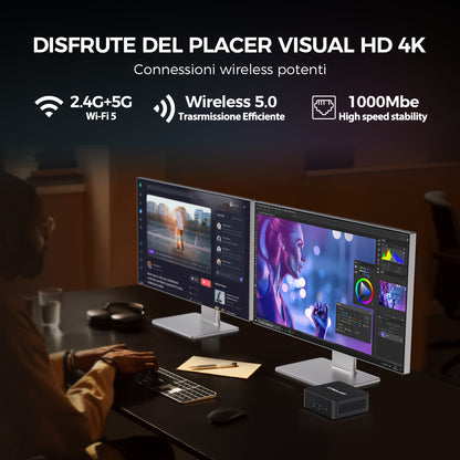Mini PC – Mini Desktop Computer – Compact PC – Kleine Computer – Windows PC – 16GB DDR4 – 512GB SSD – Intel N150 CPU – 4K@60Hz Display – USB Type A & C – Wifi 5.0 – RJ45 Ethernet