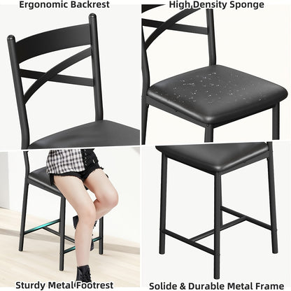 Eettafelset 3-Delig – Eettafel Met Stoelen – Barset – Keukentafel – Ontbijttafel – Compact Ontwerp – 3 Opbergplanken – Grijs Hout Met Metaal