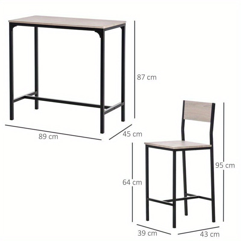 Barset – Bartafel En Krukken – Barmeubel – Bistroset – Pub Meubilair – Compact En Duurzaam – Hoogwaardige Hout-Metaal Mix