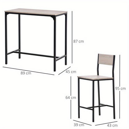 Barset – Bartafel En Krukken – Barmeubel – Bistroset – Pub Meubilair – Compact En Duurzaam – Hoogwaardige Hout-Metaal Mix