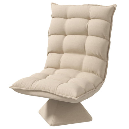 Relaxstoel – Fauteuil – Leesstoel – Draaifauteuil – Zithoekstoel – 360° Draaibaar – Verstelbare Rugleuning Tot 120° – Linnen Look – Beige – Compact 62x70x95 cm