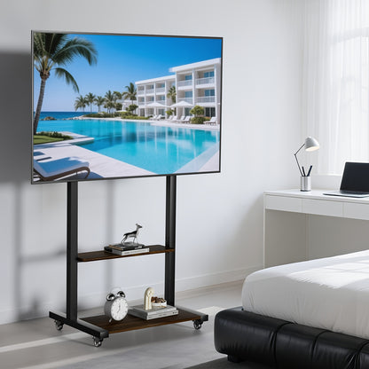 TV-standaard – Mobiele TV-wagen – Verrijdbare TV-houder – Verstelbare TV-voet – TV-meubel – Verstelbare Hoogte 80-108 cm – Stevig Metaal & Houtlook Frame – Voor 40-100 inch TV’s</s>