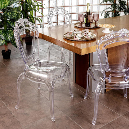 Transparante Stoelen – Doorzichtige Eetkamerstoelen – Polycarbonaat Stoelen – Design Krukken – Comfortabele Zitplaatsen – Ergonomische Rugleuning – Stevige L-vormige Poten