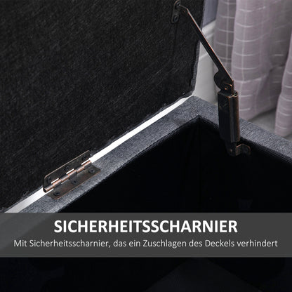 Opbergbank – Opbergbank – Zitbank – Kastbank – Linnenlook Bank – Donkergrijs – Ruim Opbergvak – Stevige Houten Poten