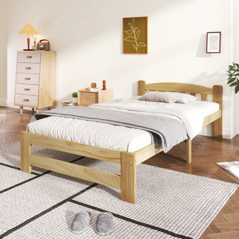 Bedframe – Eenpersoonsbed – Jeugdbed – Logeerbed – Slaapkamerbed – Massief Hout – 90x200 cm – Vooraf Gemonteerd – Lattenbodem – Klassiek Minimalistisch Design
