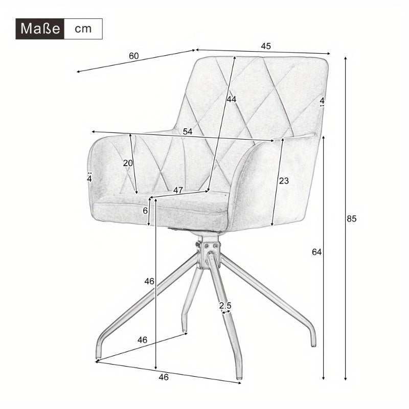Draaibare Eetkamerstoelen – Lounge Stoelen – Eetkamerfauteuils – Bureau Stoelen – Office Stoelen – 360 Graden Rotatie – Grijs Fluwelen Bekleding Diamond Patroon