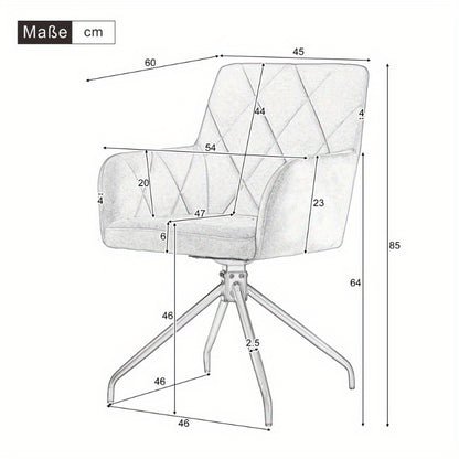 Draaibare Eetkamerstoelen – Lounge Stoelen – Eetkamerfauteuils – Bureau Stoelen – Office Stoelen – 360 Graden Rotatie – Grijs Fluwelen Bekleding Diamond Patroon