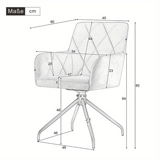 Draaibare Eetkamerstoelen – Lounge Stoelen – Eetkamerfauteuils – Bureau Stoelen – Office Stoelen – 360 Graden Rotatie – Grijs Fluwelen Bekleding Diamond Patroon