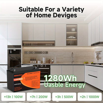 Lithium Accu – LiFePO4 Batterij – 12V 100Ah Accu – Oplaadbare Accu – Bootaccu – Lichtgewicht & Veilig – Smart BMS Bescherming