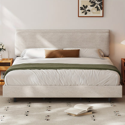Bedframe – Bedbodem – Ledikant – Tweepersoonsbed – Slaapbank – 180x200 cm – Houtlook Met Metalen Poten – Geen Boxspring Nodig – Eenvoudige Montage – Beige Grijs