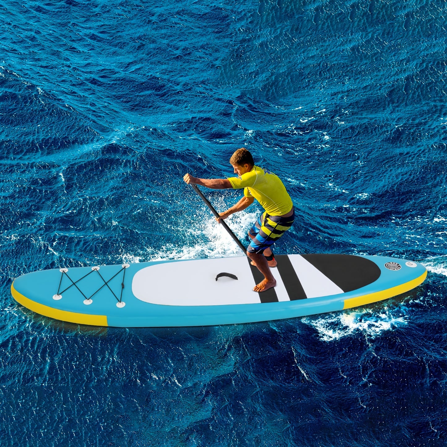 Opblaasbaar Stand-Up Paddleboard – SUP Board – Paddle Surfboard – Watersportboard – Yoga Board – Blauw – Draagvermogen 150 kg – Inclusief Aluminium Peddel