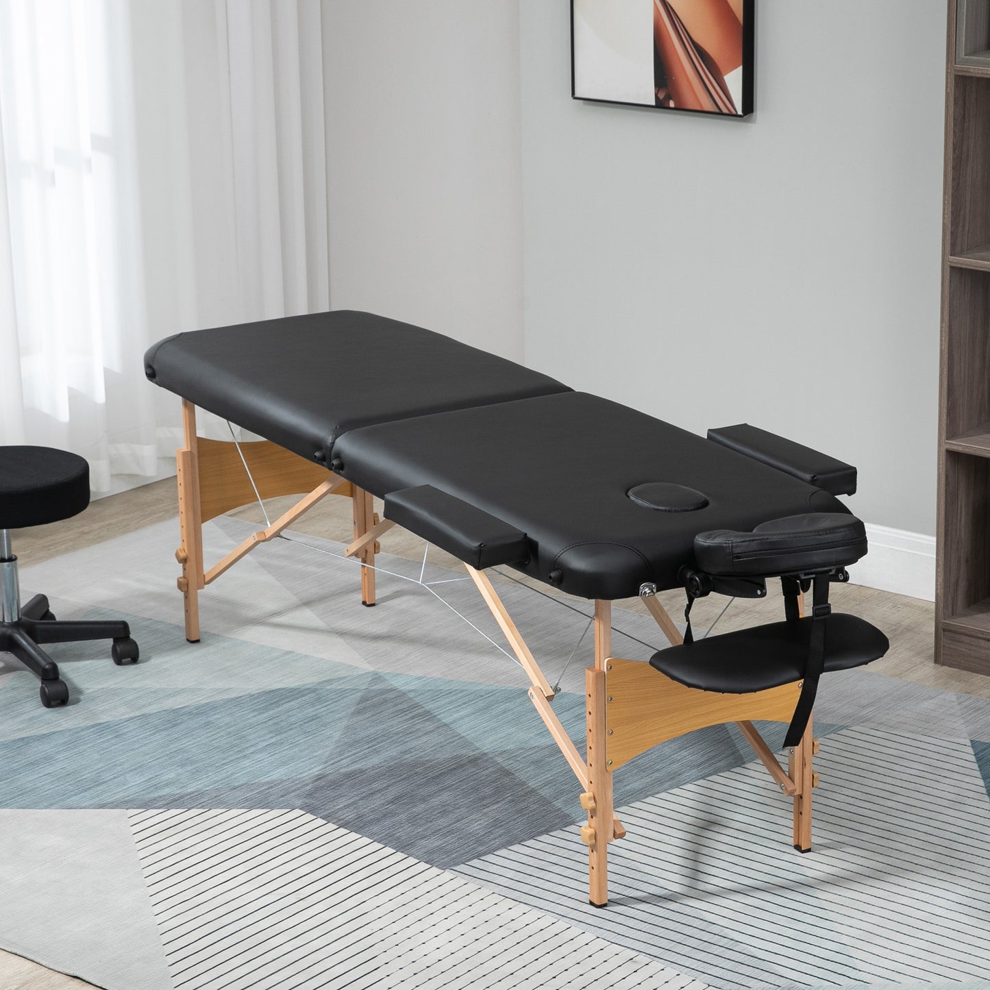 Cosmetische Tafel – Massagetafel – Therapiebed – Schoonheidstafel – Vouwbare Tafel – 2 Zones – Houten Frame – Instelbare Hoogte