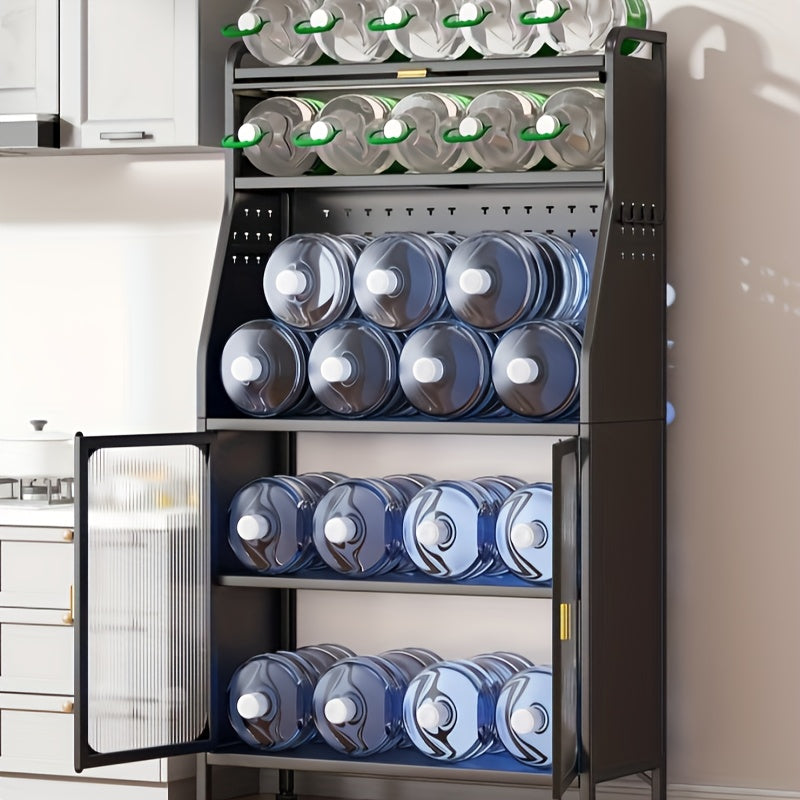 Keukenopberger – Kast – Buffetkast – Koffiebar – Opbergkast – Zwart Gietijzer – Instelbare Planken – Pegboard