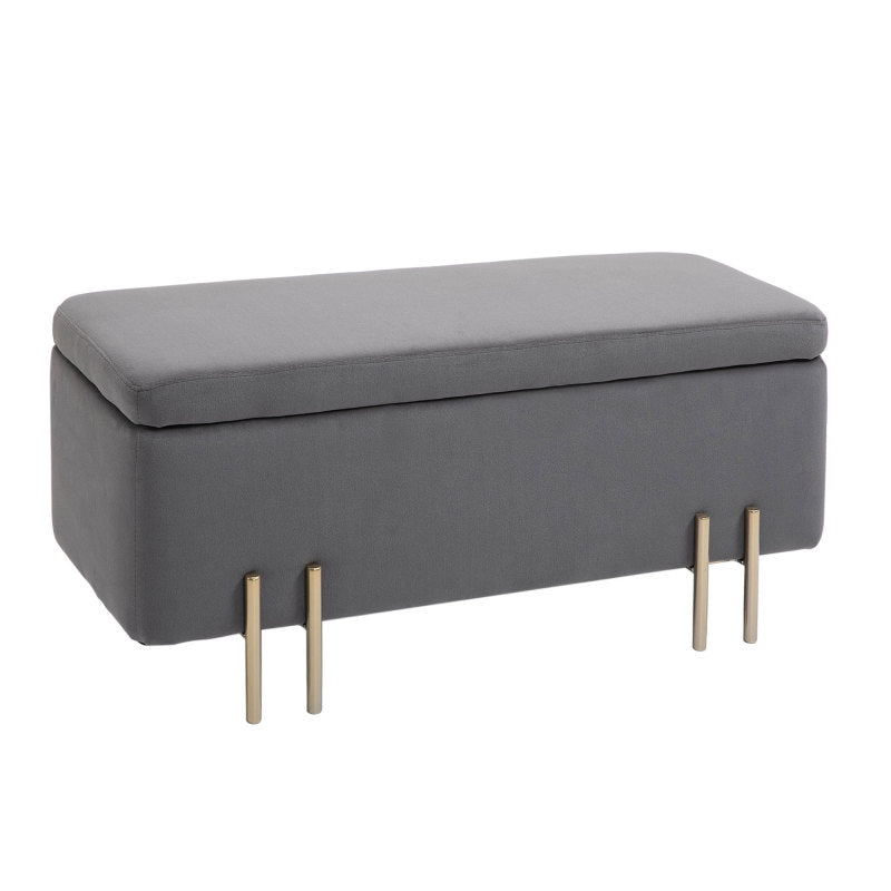 Opbergbank – Schoenenbank – Zithoekbank – Bankje – Vintage Bench – Donkergroen Gestoffeerd – Verborgen Opbergruimte – Rubberhout Frame – Verzinkte Metalen Poot