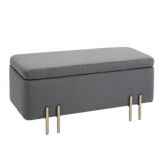 Opbergbank – Schoenenbank – Zithoekbank – Bankje – Vintage Bench – Donkergroen Gestoffeerd – Verborgen Opbergruimte – Rubberhout Frame – Verzinkte Metalen Poot