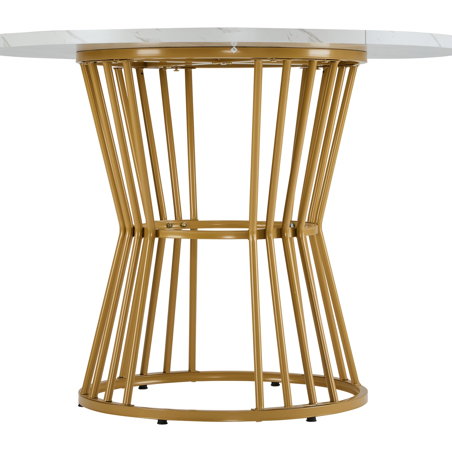 1pc Modern White & Golden Dining Table with Sturdy Metal Frame - Marble Tabletop Suitable, Breakfast Nook, Dining Room - Contemporary Minimalist,, No Assembly Required (Table Only)
