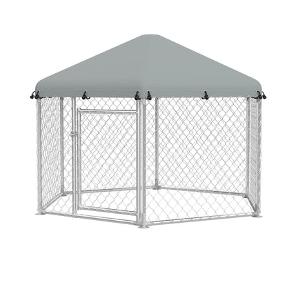 Hondenren – Hondenkooi – Hondenbenche – Buitenren – Speelren – Gegalvaniseerd Staal – Ruime Afmetingen 210x185x150 cm