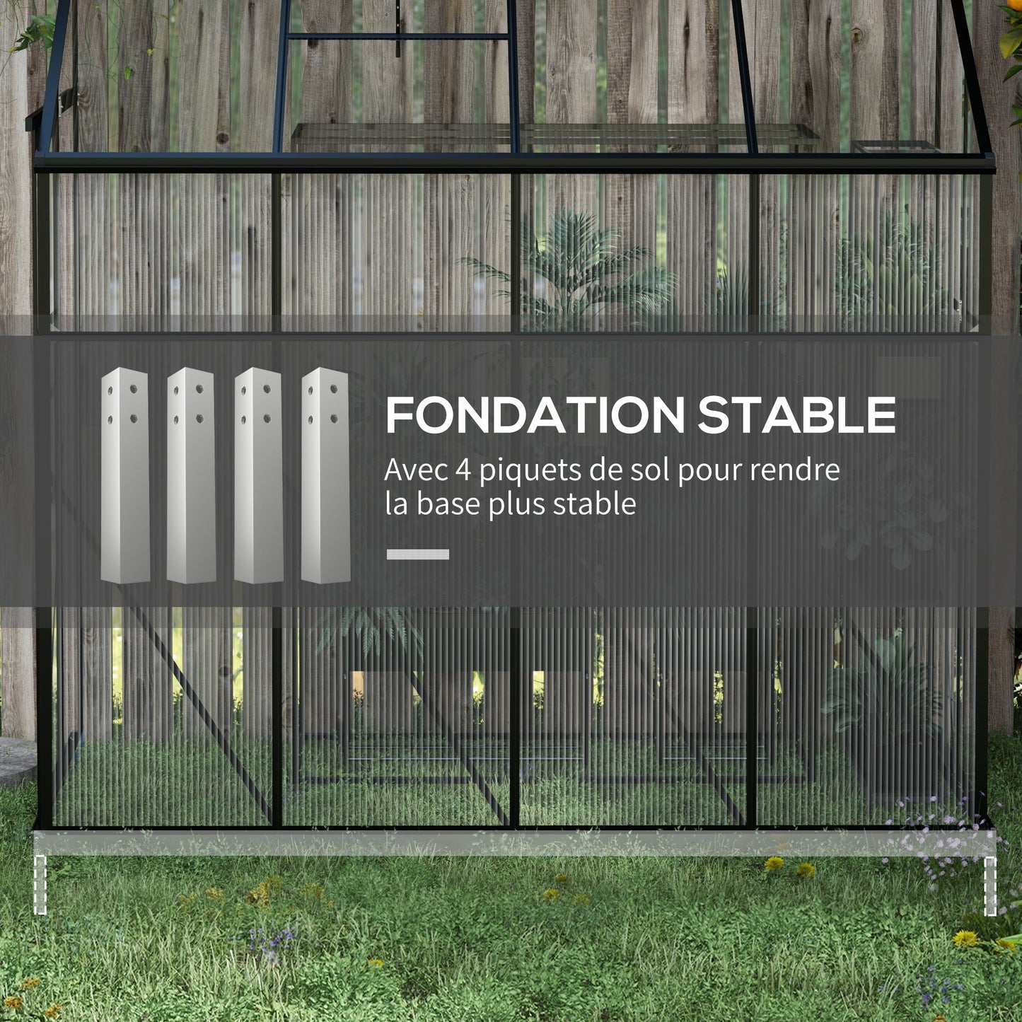 Kweekkas – Tuinkas – Kweekkas Achterkant – Mini Kas – Plantenkas – Aluminium Frame – Dubbelwandig Polycarbonaat – Schuifdeur – Verstelbare Dakventilatie