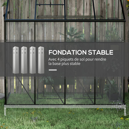 Kweekkas – Tuinkas – Kweekkas Achterkant – Mini Kas – Plantenkas – Aluminium Frame – Dubbelwandig Polycarbonaat – Schuifdeur – Verstelbare Dakventilatie