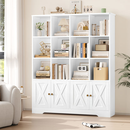 Boekenkast – Boekplank – Opbergkast – Vakkenkast – Hoge Kast – Wit – 12 Vakken – Vrijstaand – Makkelijk Te Monteren