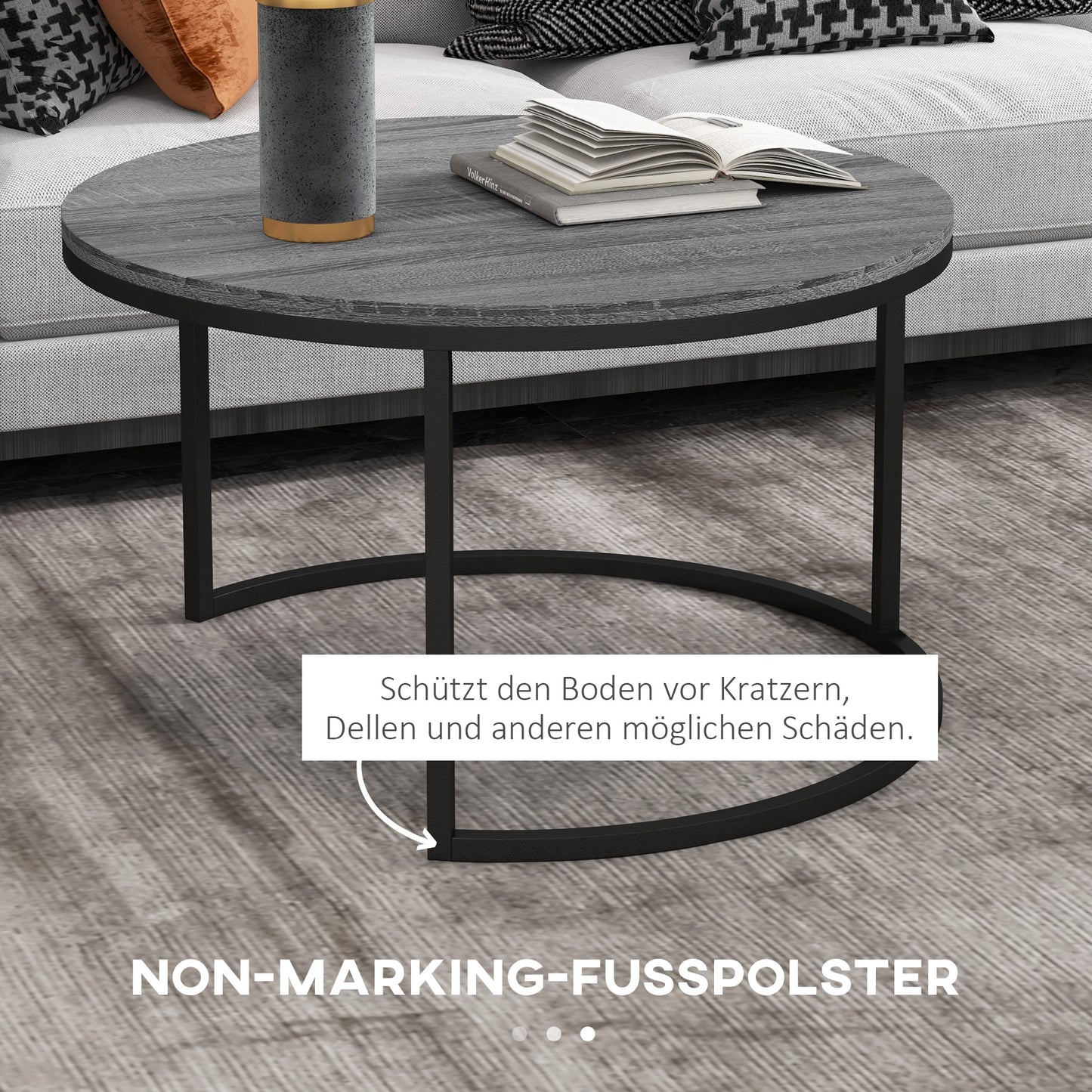 Salontafel – Koffietafel – Bijzettafel – Sofa Tafel – Woonkamertafel – Zwart Metalen Frame – Stapelbaar Design