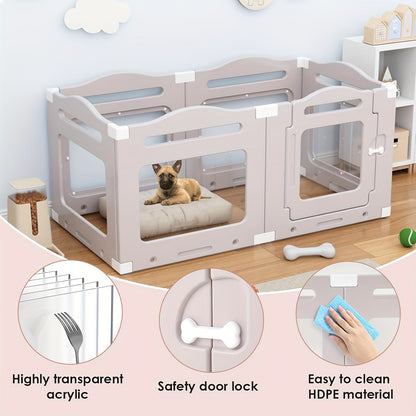 Hondenren – Puppyren – Dierenren – Hondenkennel – Hondenbox – Transparant Acryl – Opvouwbaar Met Deur – 60 cm Hoog – Inclusief Zuignappen En Grondankers