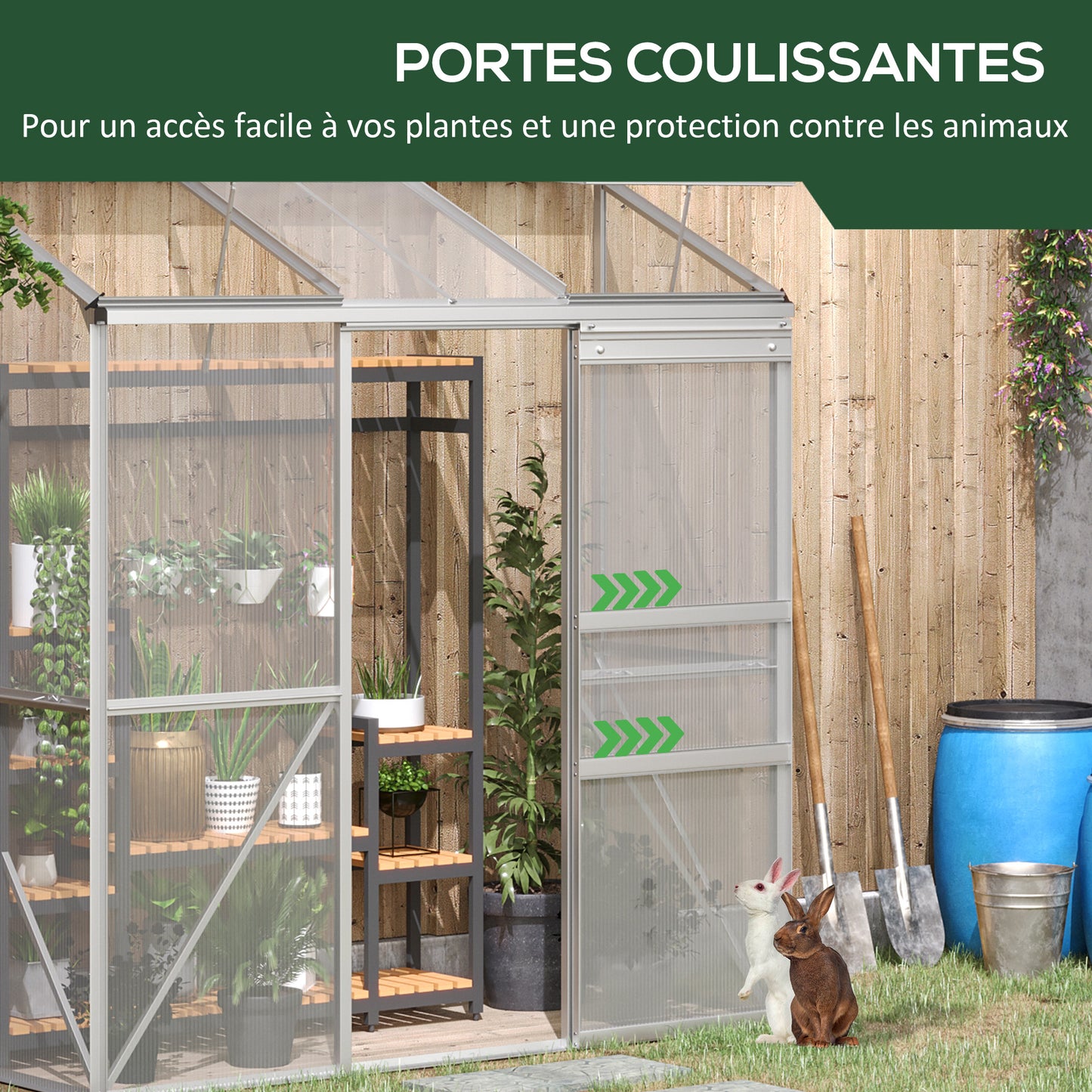 Kweekkas – Tuinkas – Broeikas – Serre – Anbouwkas – Aluminium Frame – Dubbelwandig Polycarbonaat – Verstelbare Dakramen – 190x70x200 cm – Transparant