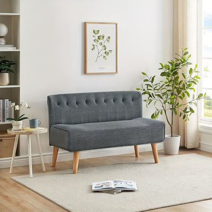 2-Zitsbank – Tweezitsbank – Sofa – Loveseat – Compact Bank – Modern Grijs – Houten Poten – Compact Formaat voor Kleine Ruimtes