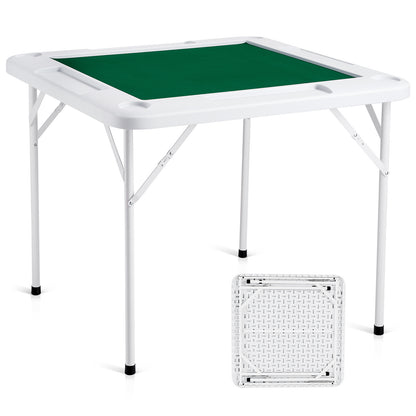 Vouwtafel – Speltafel – Kaarttafel – Mahjongtafel – Opvouwbare Tafel – 4 Bekerhouders – Duurzaam HDPE Blad