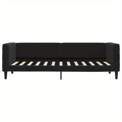 Slaapbank – Bedbank – Sleeperbank – Bedbankje – Sofa Bed – Velvet Zwart – Matras 80x200 cm – Afneembare Bekleding