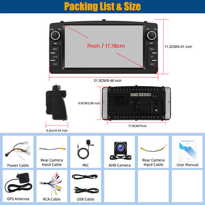 Android Autostereo – Multimedia Systeem – Navigatiesysteem – Touchscreen Radio – Auto Entertainment – 7 Inch HD Scherm – Draadloze CarPlay & Android Auto – Inclusief Achteruitrijcamera & Bluetooth 5.0