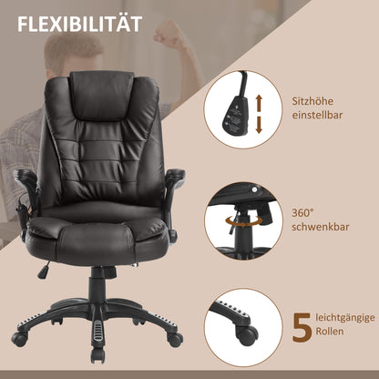 Ergonomische Bureaustoel – Bureaustoel Met Massage – Draaistoel – Bureaustoel Met Verwarming – Kantoorstoel – Hoogte Verstelbaar – Bruin Kunstleer