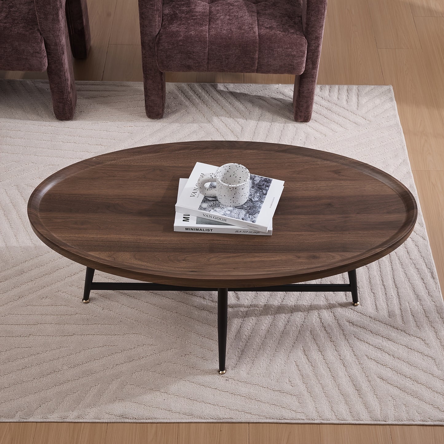 Salontafel Ovalen – Koffietafel – Bijzettafel – Tafel – Woonkamertafel – Bruin – Scandinavisch Design – Stevig Metalen Frame