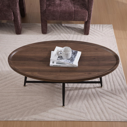 Salontafel Ovalen – Koffietafel – Bijzettafel – Tafel – Woonkamertafel – Bruin – Scandinavisch Design – Stevig Metalen Frame