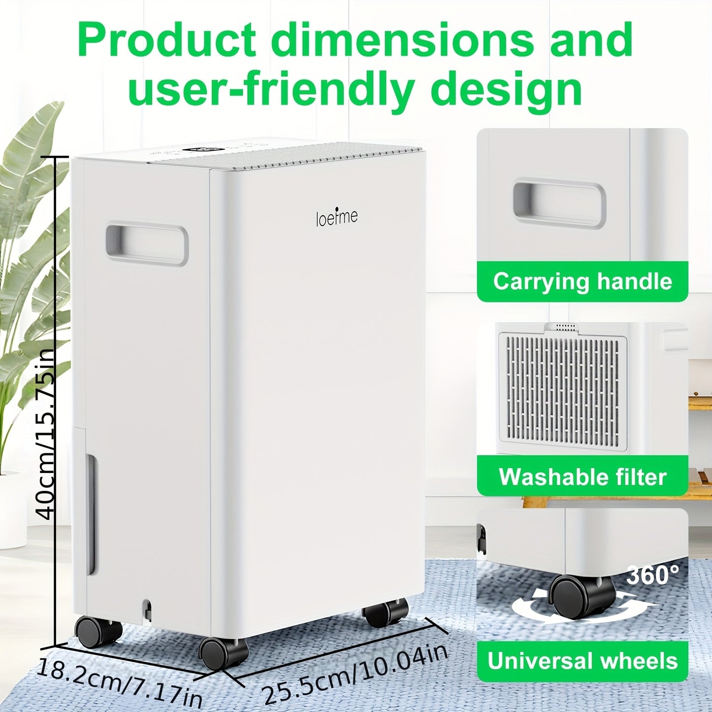 Luchtontvochtiger – Vochtvreter – Dehumidifier – Vochtbestrijder – Wasdroogfunctie – 1,5L Waterreservoir – Slimme Vochtigheidsregeling Met LED Display
