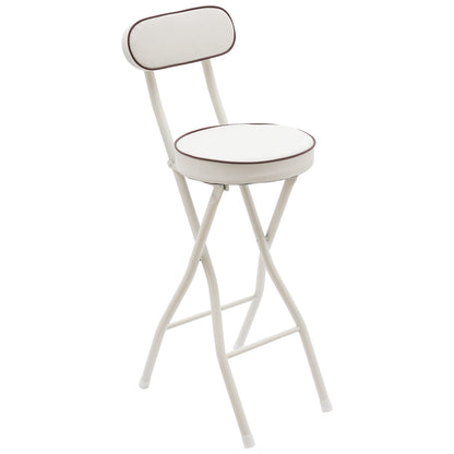 Barstoel – Barkruk – Barstoel Kruk – Barstoelen – Barkrukken – Inklapbaar – Gestoffeerde Zitting – Wit PU – Stalen Frame – Compact Opvouwbaar