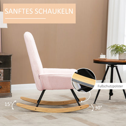 Draaifauteuil – Fauteuil – Relaxstoel – Lounge Stoel – Zachte Roze Fleece Bekleding – Rubberhouten Sleden – Max 150 kg Draagvermogen – Comfortabel Draaimechanisme