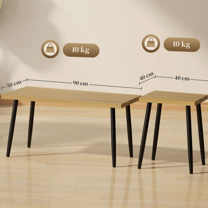 Salontafel – Koffietafel – Woonkamertafel – Bijzettafel – Tafeltje – Set van 2 – Robuust Stalen Frame – Vintage Design