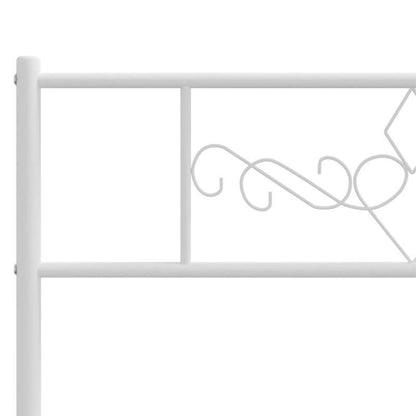 Modern White Metal Bed Frame with Headboard, 140x200cm - Powder-Coated Steel for Strength & Stability, Minimalist Design for Contemporary Bedrooms, Bedroom Decor | Modern Bedframe | Sturdy Construction