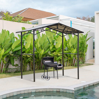 Barbecue Paviljoen – Tuinpaviljoen – BBQ Overkapping – Barbecue Schuilhut – Buitenverblijf – Aluminium en Metaal – Dubbel Polycarbonaat Dak – 2,5x1,5 Meter – Zwart
