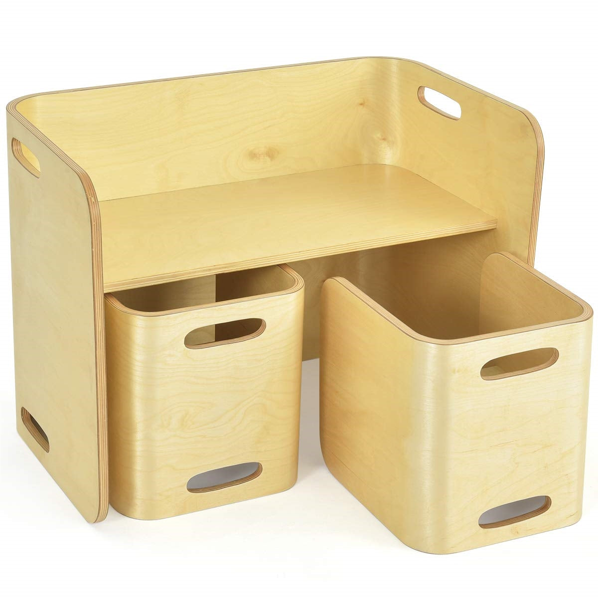 Kindertafel – Kindermeubel – Kindertafeltje – Kindertafelset – Houten Kindertafel – Berkenhout – Multifunctioneel Met 2 Stoelen – Compact En Duurzaam