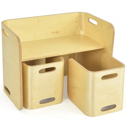 Kindertafel – Kindermeubel – Kindertafeltje – Kindertafelset – Houten Kindertafel – Berkenhout – Multifunctioneel Met 2 Stoelen – Compact En Duurzaam