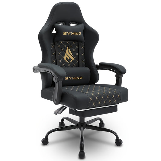 Gamingstoel – Gamestoel – Gaming Chair – Gamestoel Bureaustoel – Game Stoel – Ergonomisch Design – Verstelbare Voetensteun – Memory Foam – Zwart Kunstleer