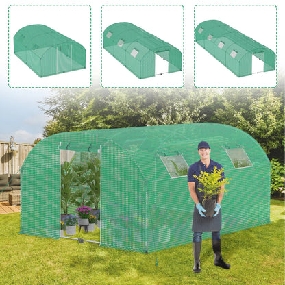 Greenhouse for the Garden, Tomato House with Windows, UV Resistant, with Galvanized Steel Frame and Mosquito Net, Green