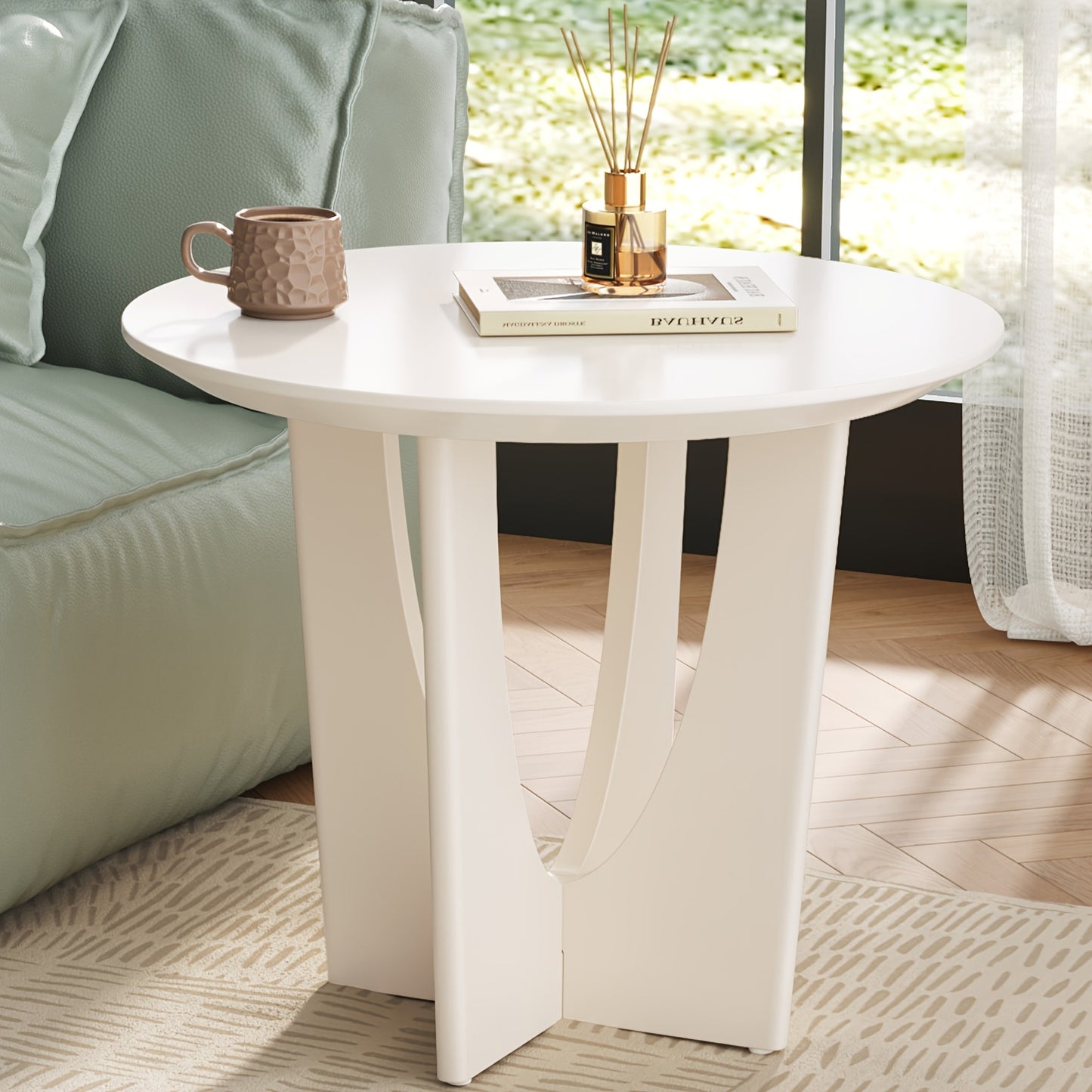 Bijzettafel – Nachtkastje – Side Table – Slede Tafel – Houten Tafeltje – Melkwit – Compact Formaat – Stevige Constructie