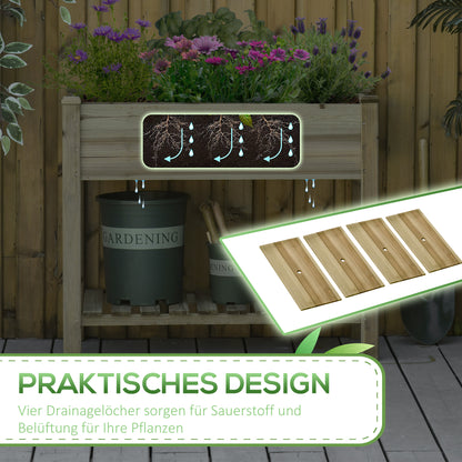 Verhoogde Plantenbak – Houten Tuinbak – Plantentafel – Bloemenbak – Groentebak – Stevige Constructie – Drainage Gaten – 91x51x76 cm – Groene Kleur