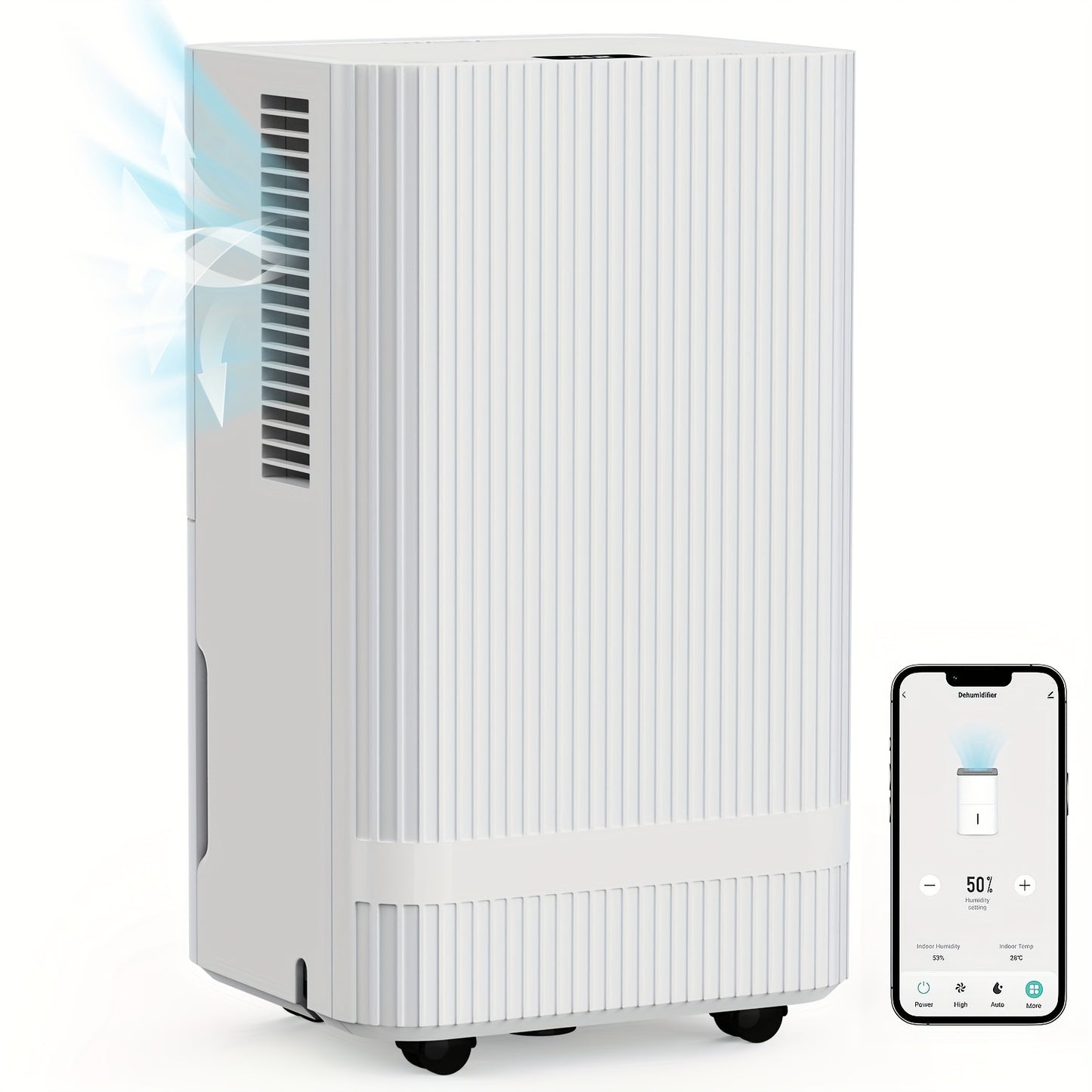Wi-Fi App Dehumidifiers for Home 14L/Day Compressor Dehumidifier for Bedroom with Ultra-Quiet Sleep Mode Drying Clothes, Auto Off, 24H Timer, Continuous Drainage, Humidity Sensor, for Basement Home Damp