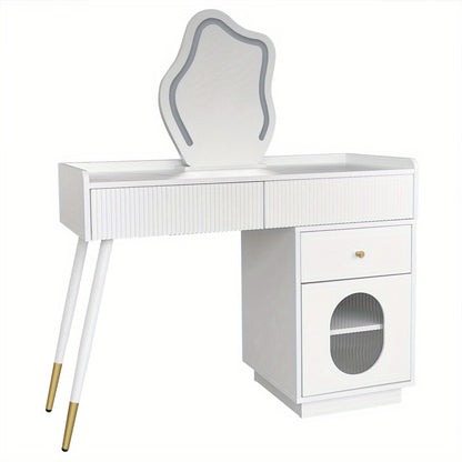 Kaptafel – Make-uptafel – Sieradentafel – Cosmeticatafel – Dressing Table – Wit Design – 3 Ruime Lades & Deur – Compact 100x75x40 cm