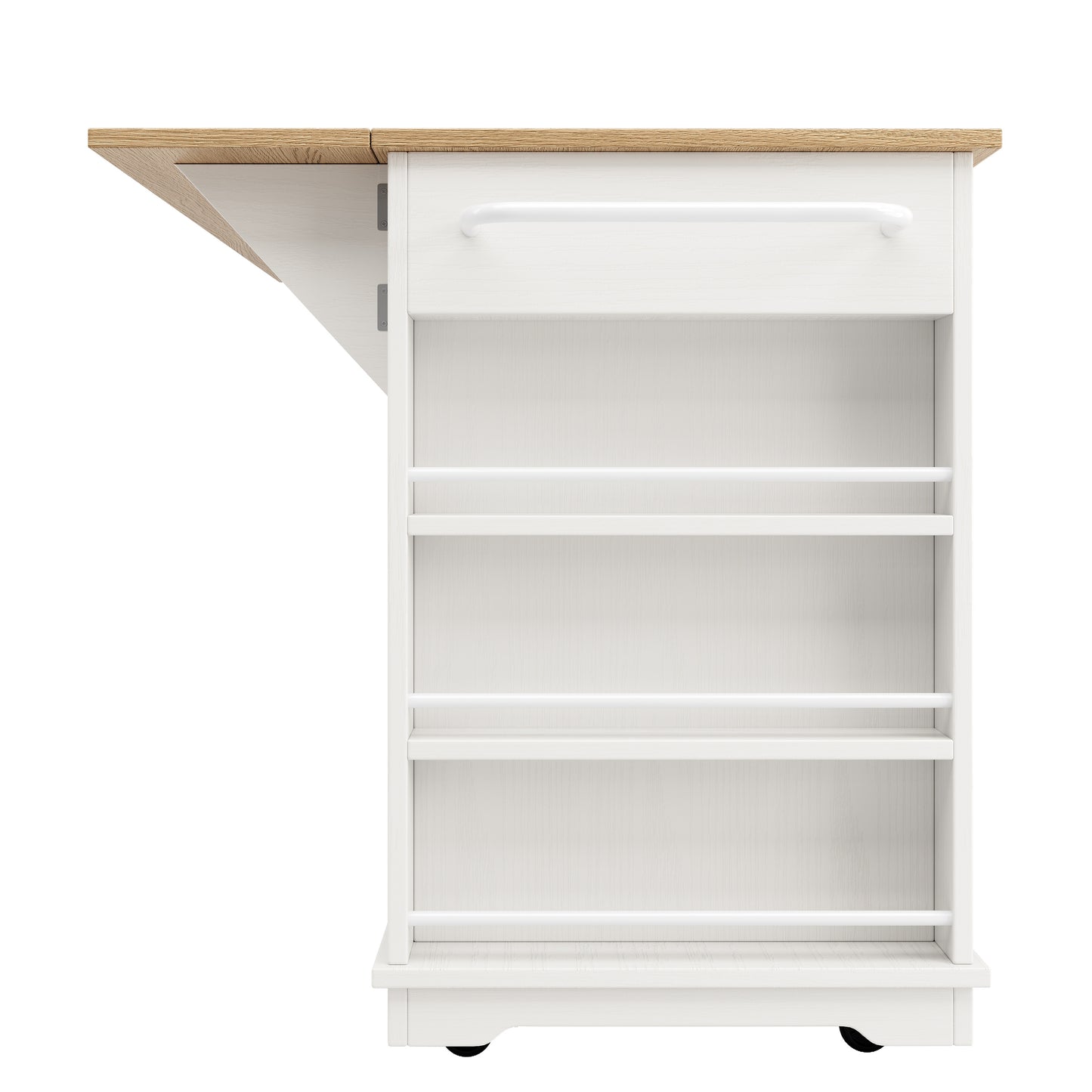 Keukentrolley – Keukenwagen – Keukenmeubel – Werkstation – Serveerwagen – Uitklapbaar Werkblad – Houtlook MDF – 106×50/78×90,5 cm – Zwart